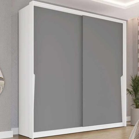Guarda Roupa 2 Portas de Correr e 2 Gavetas Porto Branco/cinza - Politorno