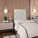 Ver mais imagens de Cabeceira Solteiro 100 Cm com Frame Cristal Linho Cinza Artte Cinza