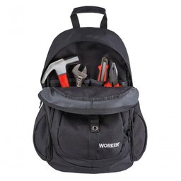 Mochila para Ferramentas 14'' Poliéster Preta-vermelha Worker - 2