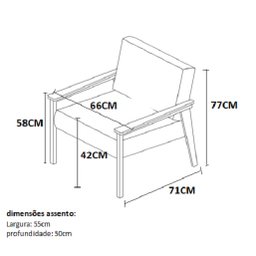 Conjunto de 2 Poltronas Decorativas Fontana Linho Bege - 5