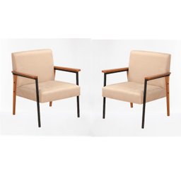 Conjunto de 2 Poltronas Decorativas Fontana Linho Bege - 1