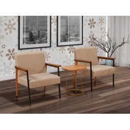 Conjunto de 2 Poltronas Decorativas Fontana Linho Bege - 4