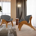 Ver imagem 6 de Kit 2 Poltronas Decorativa Orgânica Sala Living Kadosh L02 Linho Cinza Escuro