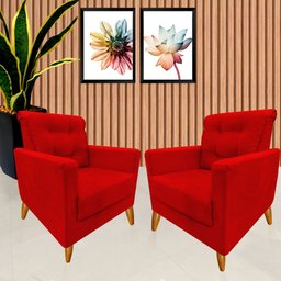Kit 2 Poltronas Decorativa Tilly Vermelha - 1 Kit 2 Poltronas Decorativa Tilly Vermelha - 1