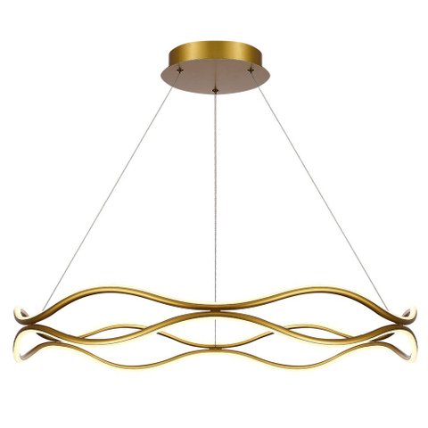 Lustre Pendente Moderno Led 70w 3000k Dourado Fosco 80cm Bivolt Corso