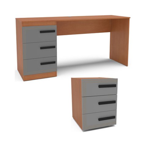 Conjunto de Escritório Escrivaninha 163cm e Mesa Auxiliar 40cm Valência Politorno Móveis