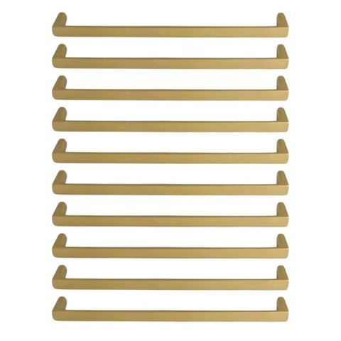 Kit 10 Puxadores de Gaveta Dourado Fosco 19,2cm Torralba Oeiras Alça Reta Móveis Balcões Armá