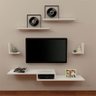 Rack para TV Kit 5 Peças Branco Suspenso Moderno - 2