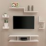 Kit Rack para TV 6 Peças Moderno para Sala Quarto (MDF) Branco - 1