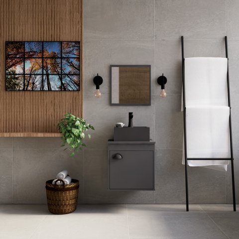 Gabinete Banheiro Armario Cuba Pia 100% Mdf - Perugia 40 Cm