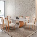 Ver imagem 2 de Mesa Ellis 180cm Tampo com Vidro Laqueado com 6 Cadeiras Munique