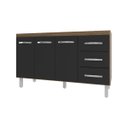 Ver imagem 1 de Balcão Armário Cozinha Gabinete Pia de 140 Cm Carine com 3 Portas e 3 Gavetas Savana Preto