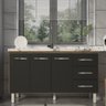 Balcão Armário Cozinha Gabinete Pia de 140 Cm Carine com 3 Portas e 3 Gavetas Savana Preto - 2