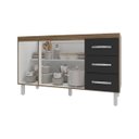 Ver imagem 5 de Balcão Armário Cozinha Gabinete Pia de 140 Cm Carine com 3 Portas e 3 Gavetas Savana Preto