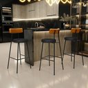 Ver imagem 2 de Kit 05 Banquetas Alta Bar Cozinha Sala De Jantar Milão L02 Couríssimo Whisky Preto - Lyam Decor