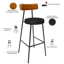 Ver imagem 4 de Kit 05 Banquetas Alta Bar Cozinha Sala De Jantar Milão L02 Couríssimo Whisky Preto - Lyam Decor