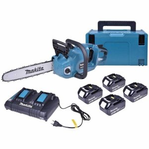Motosserra + kit 4 bat 5ah + Carreg + Maleta DUC353Z 220v Makita