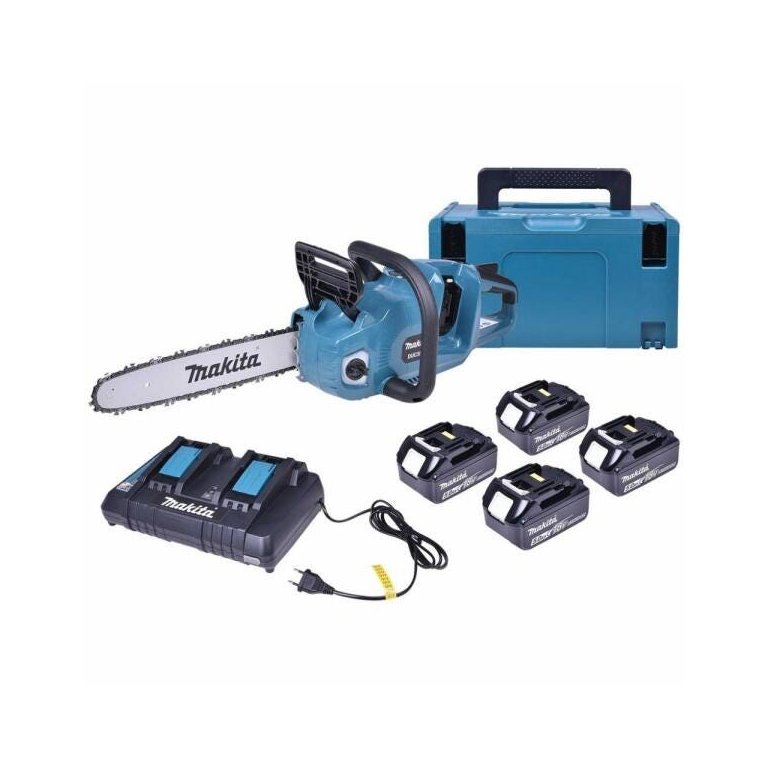 Motosserra + kit 4 bat 5ah + Carreg + Maleta DUC353Z 220v Makita