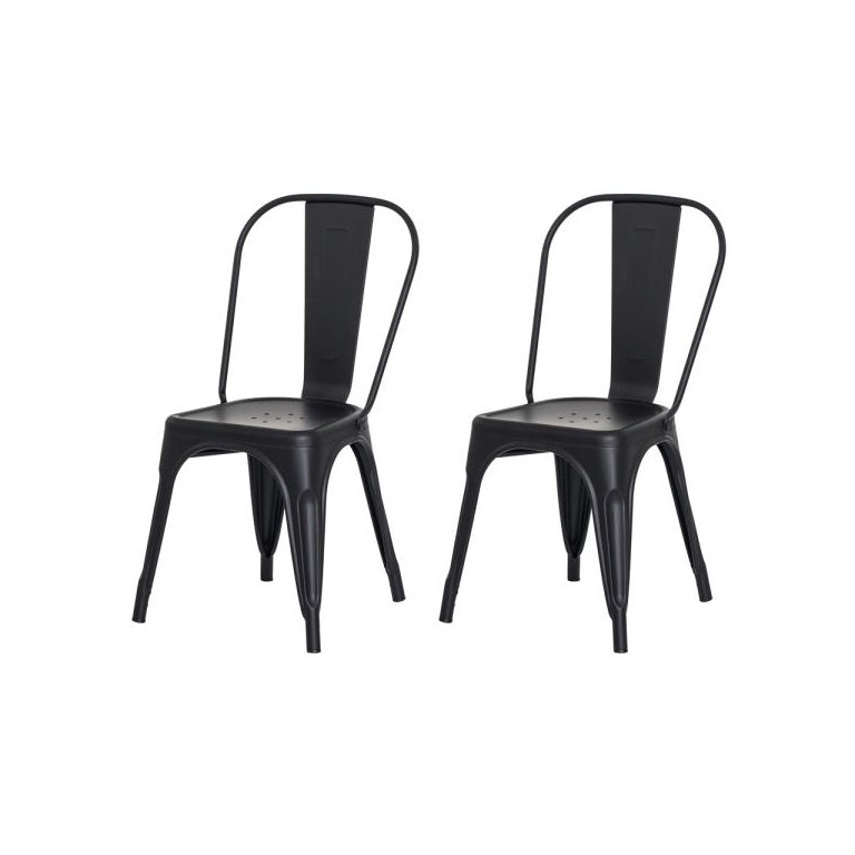 Kit 2 Cadeiras Tolix Iron Design Preto Aço Industrial Sala Cozinha Jantar Bar