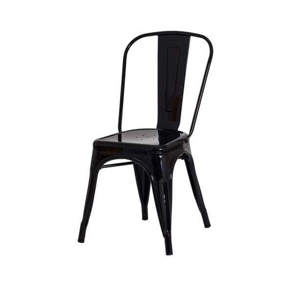 Kit 6 Cadeiras Tolix Iron Design Preta Aço Industrial Sala Cozinha Jantar Bar - 2