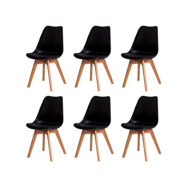 Kit 6 Cadeiras Leda Saarinen Design Preta Sala Cozinha Jantar