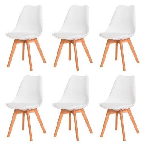 Kit 6 Cadeiras Polipropileno Leda Branca Base Wood La Mobilia: Design para Sala de Jantar