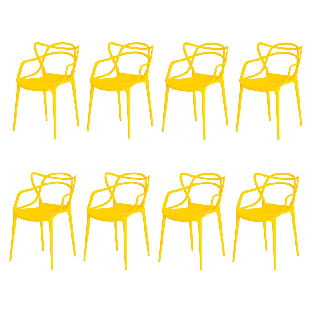 Kit 8 Cadeiras Allegra Amarela Sala Cozinha Janta