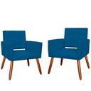 Ver imagem 1 de Kit 2 Poltronas Estofadas para Sala Comercial Camila Suede Azul Royal - Lm Decor