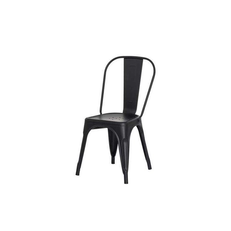 Cadeira Tolix Iron Design Preto Fosco Aço Industrial Sala Cozinha Jantar Bar