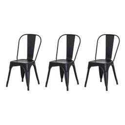Kit 3 Cadeiras Tolix Iron Design Preto Aço Industrial Sala Cozinha Jantar Bar - 1