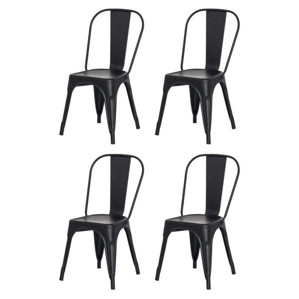 Kit 4 Cadeiras Tolix Iron Design Preto Aço Industrial Sala Cozinha Jantar Bar