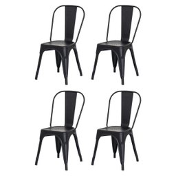 Kit 4 Cadeiras Tolix Iron Design Preto Aço Industrial Sala Cozinha Jantar Bar - 1