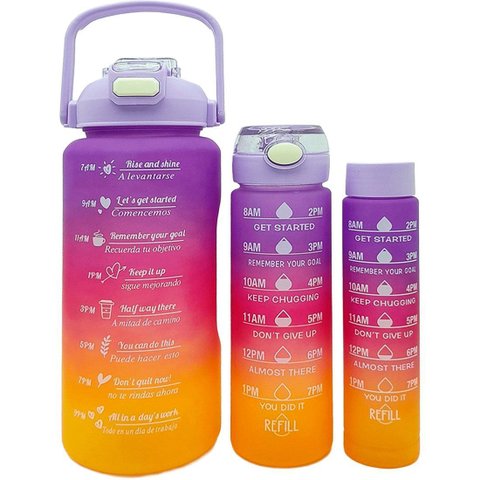 Garrafas Água Frases Treino Academia 2l 900ml 300ml Kit 3pçs
