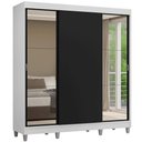 Ver imagem 2 de Guarda-roupa Casal com Pés 3 Portas de Correr com Espelhos Branco Preto Reno Madesa