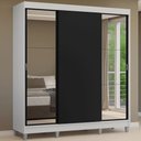 Ver imagem 1 de Guarda-roupa Casal com Pés 3 Portas de Correr com Espelhos Branco Preto Reno Madesa