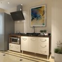 Ver imagem 2 de Balcão Armário Cozinha Gabinete de Pia 120 Cm Bruna e Balcão para Fogão Cooktop 5 Bocas e Forno Evel