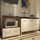 Ver imagem 3 de Balcão Armário Cozinha Gabinete de Pia 120 Cm Bruna e Balcão para Fogão Cooktop 5 Bocas e Forno Evel