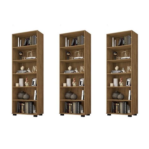 Kit Escritório com 3 Livreiros Office Freijó - Fdecor