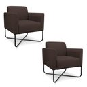 Ver imagem 1 de Kit 2 Poltronas Decorativas Base Industrial X Preta Maressa S06 Suede Marrom - Ibiza