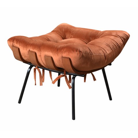 Puff Costela Base Fixa Para Sala De Estar, Quarto - Veludo Terracota