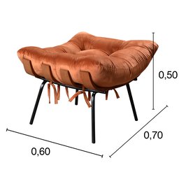 Puff Costela Base Fixa Para Sala De Estar, Quarto - Veludo Terracota - 3