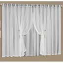 Ver imagem 1 de Cortina Luciana Lux Tecido Blackout e Voal 3,00M x 2,50M Janela Sala Quarto - Branco Gelo