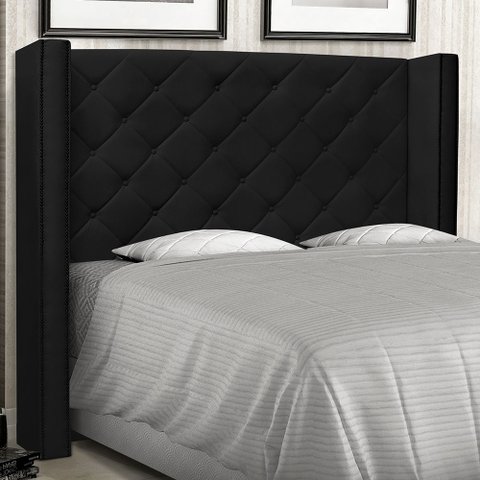 Cabeceira King 1,95m Vicenza Corano Preto - Pallazio