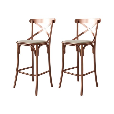 Kit 2 Banquetas Katrina Bar Cozinha Balcão em Aço Cobre - Iron Wood