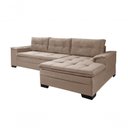 Ver imagem 5 de Sofá Viena Chaise Suede Fixo Pés Madeira Living Confortável Império Chocolate 377