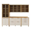 Ver imagem 2 de Cozinha Completa Modulada 5 Peças com Vidro Reflecta 10 Portas 6 Gavetas Nobre Bege/Cinamomo/Off White