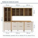 Ver imagem 3 de Cozinha Completa Modulada 5 Peças com Vidro Reflecta 10 Portas 6 Gavetas Nobre Bege/Cinamomo/Off White
