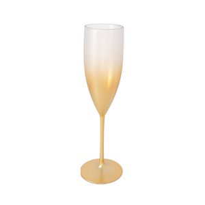 9 Taças De Champanhe Acrílico Degradê Brilhante 160ML: Dourado