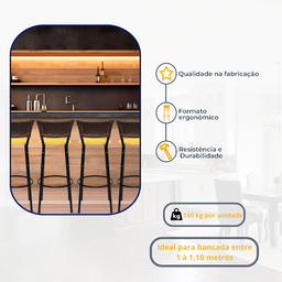 Kit 6 Banquetas para Cozinha Banco Alto Junco Argila Balcão Ilha Bancada Bares Piscina Área Gourmet - 3
