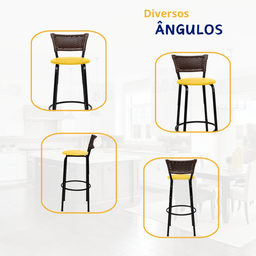 Kit 6 Banquetas para Cozinha Banco Alto Junco Argila Balcão Ilha Bancada Bares Piscina Área Gourmet - 5